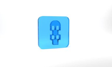 Blue Hopscotch icon isolated on grey background. Children asphalt coating drawing. Glass square button. 3d illustration 3D render.