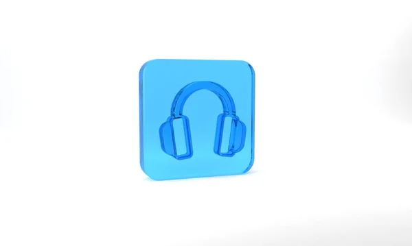 Blue Headphones Icon Isolated Grey Background Earphones Concept Listening Music — Stok fotoğraf