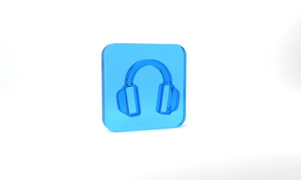 Blue Headphones Icon Isolated Grey Background Earphones Concept Listening Music — Stockfoto