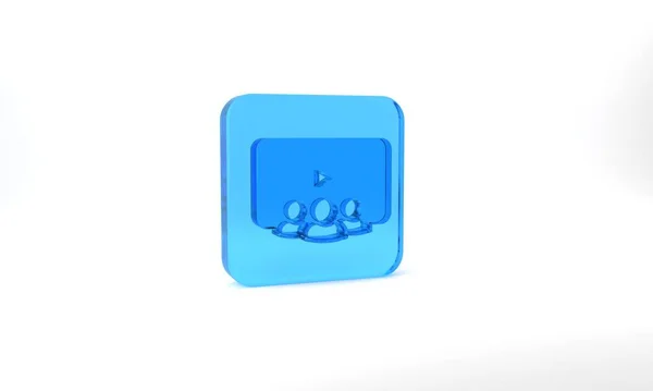 Blue Online Class Icon Isolated Grey Background Online Education Concept — Zdjęcie stockowe