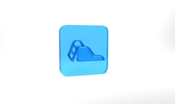 Blue Slide Playground Icon Isolated Grey Background Childrens Slide Glass — Stockfoto