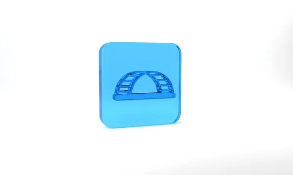 Blue Monkey Bar Icon Isolated Grey Background Glass Square Button — Stockfoto