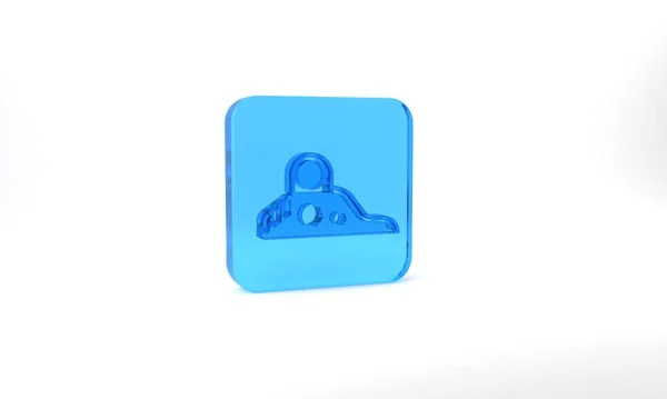 Blue Slide Playground Icon Isolated Grey Background Childrens Slide Glass — Stockfoto