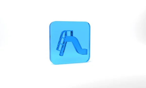 Blue Slide Playground Icon Isolated Grey Background Childrens Slide Glass — Stock Photo, Image