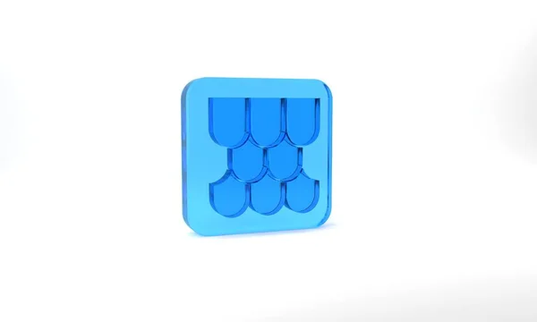 Blue Roof Tile Icon Isolated Grey Background Glass Square Button — Stock Photo, Image