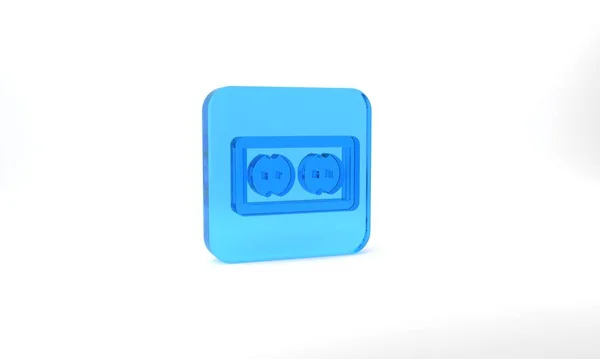 Blue Electrical Outlet Icon Isolated Grey Background Power Socket Rosette — Stockfoto