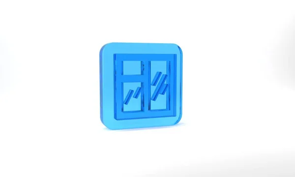 Blue Window Room Icon Isolated Grey Background Glass Square Button — Stockfoto