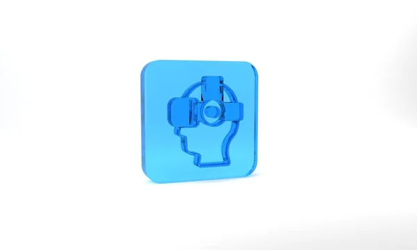 Blue Virtual Reality Glasses Icon Isolated Grey Background Stereoscopic Mask — Stock Photo, Image