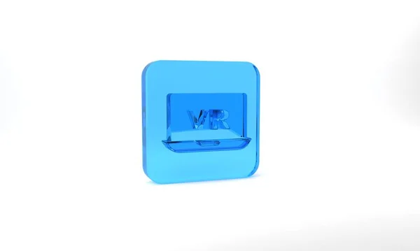 Blue Virtual Reality Icon Isolated Grey Background Futuristic Head Display — Stockfoto