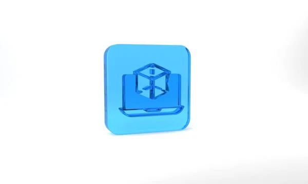 Blue Modeling Icon Isolated Grey Background Augmented Reality Virtual Reality — Stockfoto