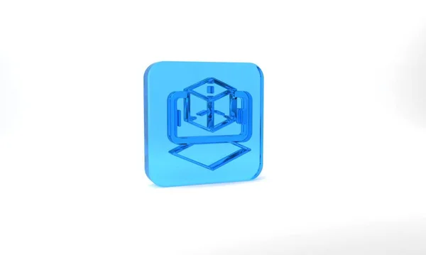 Blue Modeling Icon Isolated Grey Background Augmented Reality Virtual Reality — Stockfoto