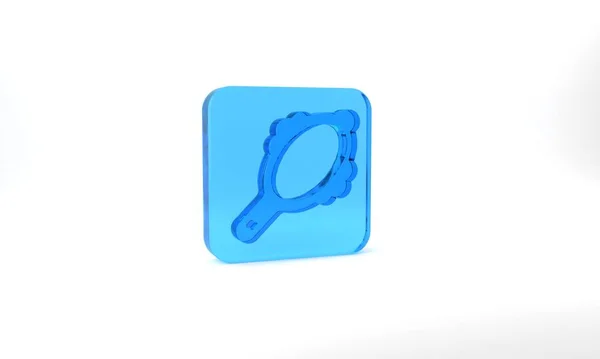 Blue Magic Hand Mirror Icon Isolated Grey Background Glass Square — Zdjęcie stockowe