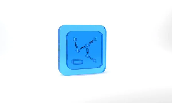 Blue Railway Map Icon Isolated Grey Background Glass Square Button — Fotografia de Stock