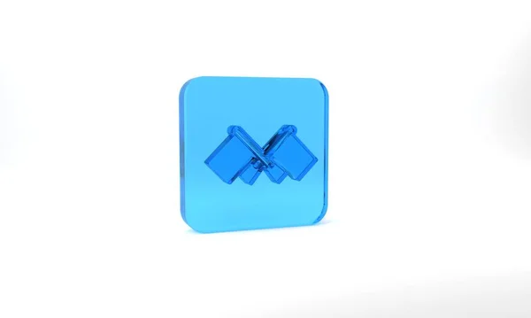 Blue Flag Icon Isolated Grey Background Location Marker Symbol Glass — Stockfoto