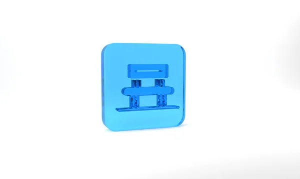 Blue Waiting Hall Icon Isolated Grey Background Glass Square Button — Stockfoto