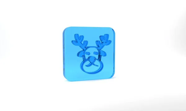 Blue Reindeer Icon Isolated Grey Background Merry Christmas Happy New — ストック写真