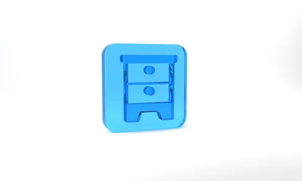 Blue Furniture Nightstand Icon Isolated Grey Background Glass Square Button — Zdjęcie stockowe