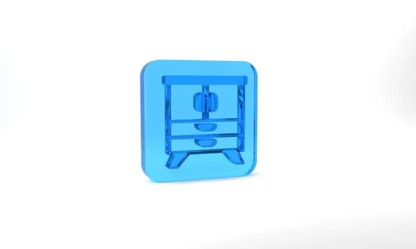 Blue Chest Drawers Icon Isolated Grey Background Glass Square Button — Stockfoto