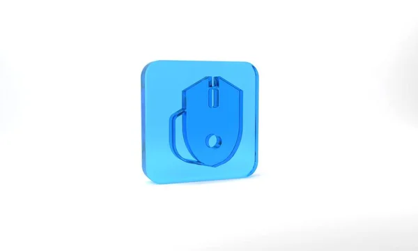 Blue Computer Mouse Gaming Icon Isolated Grey Background Optical Wheel — ストック写真