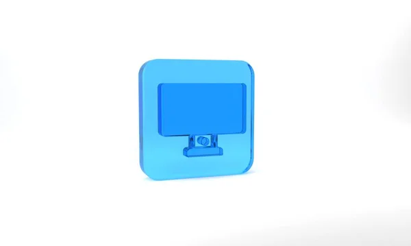 Blue Computer Monitor Icon Isolated Grey Background Component Sign Glass — Fotografia de Stock