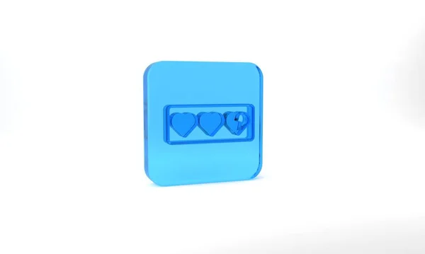Blue Game Life Bar Icon Isolated Grey Background Health Heart — 图库照片