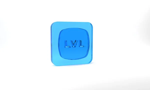 Blue Level Game Icon Isolated Grey Background Glass Square Button — Stock Photo, Image