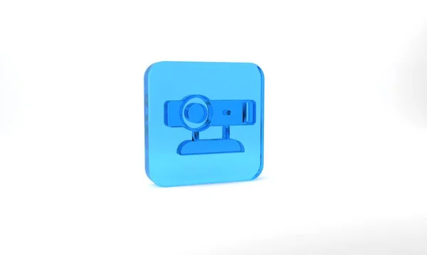 Blue Web Camera Icon Isolated Grey Background Chat Camera Webcam — Stockfoto