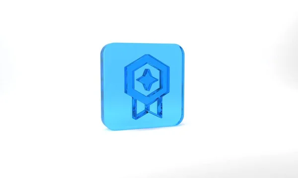 Blue Game Rating Medal Icon Isolated Grey Background Level Results — Stockfoto