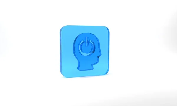 Blue Power Button Icon Isolated Grey Background Start Sign Glass — ストック写真