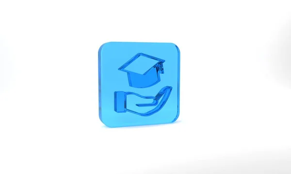 Blue Education Grant Icon Isolated Grey Background Tuition Fee Financial — Stock Fotó