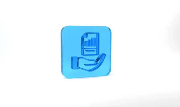 Blue Contract Hand Icon Isolated Grey Background Insurance Concept Security — Stockfoto