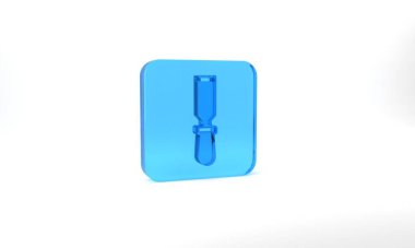 Blue Chisel tool for wood icon isolated on grey background. Glass square button. 3d illustration 3D render.