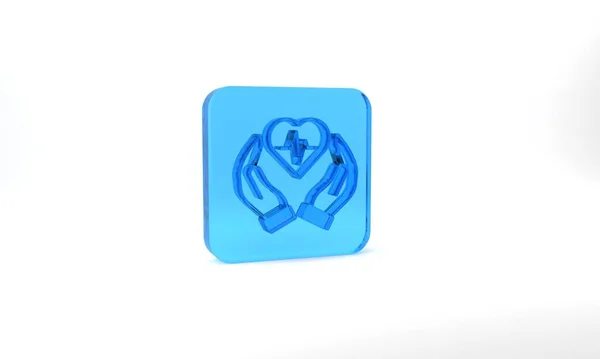 Blue Life Insurance Icon Isolated Grey Background Security Safety Protection — Stock fotografie