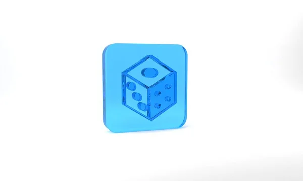 Blue Game Dice Icon Isolated Grey Background Casino Gambling Glass — Zdjęcie stockowe