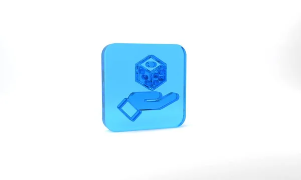 Значок Blue Game Dice Выделен Сером Фоне Игры Казино Стеклянная — стоковое фото