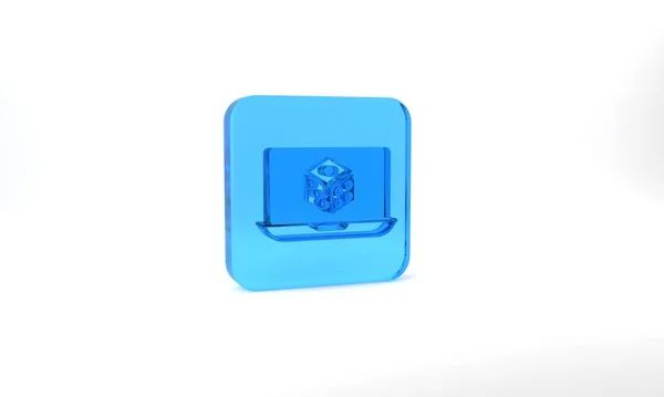 Blue Game Dice Icon Isolated Grey Background Casino Gambling Glass — Stockfoto