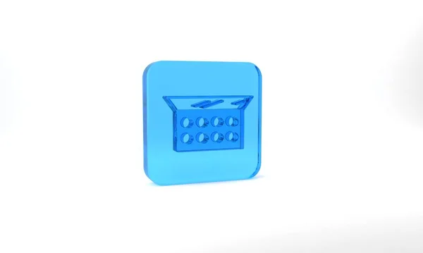 Blue Makeup Powder Mirror Icon Isolated Grey Background Glass Square — Stockfoto