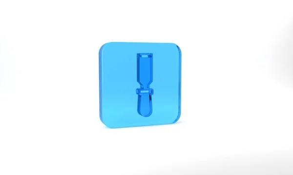 Синий Инструмент Деревянной Иконы Выделен Сером Фоне Стеклянная Кнопка Рендеринг — стоковое фото