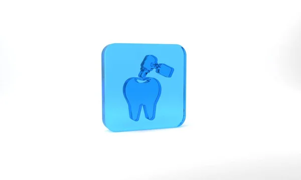 Blue Tooth Caries Tooth Drill Icon Isolated Grey Background Tooth — Fotografia de Stock