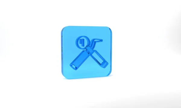 Blue Dental Inspection Mirror Probe Icon Isolated Grey Background Explorer — Stockfoto