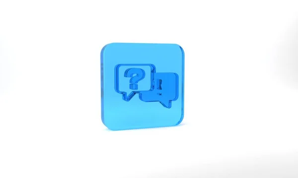 Blue Speech Bubbles Question Answer Icon Isolated Grey Background Symbol — Stock Fotó