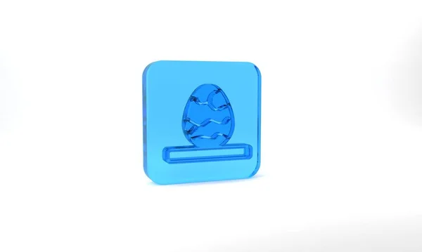 Blue Chinese Tea Egg Icon Isolated Grey Background Glass Square — Stock Photo, Image