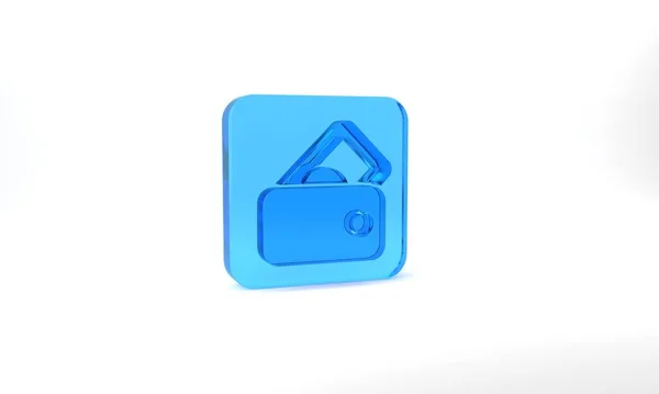 Blue Wallet Money Icon Isolated Grey Background Purse Icon Cash — 스톡 사진