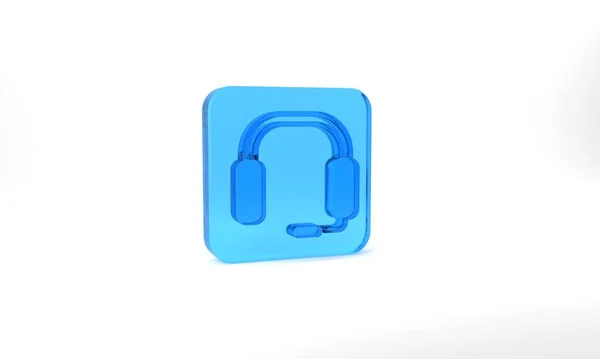 Blue Headphones Icon Isolated Grey Background Earphones Concept Listening Music — Stockfoto