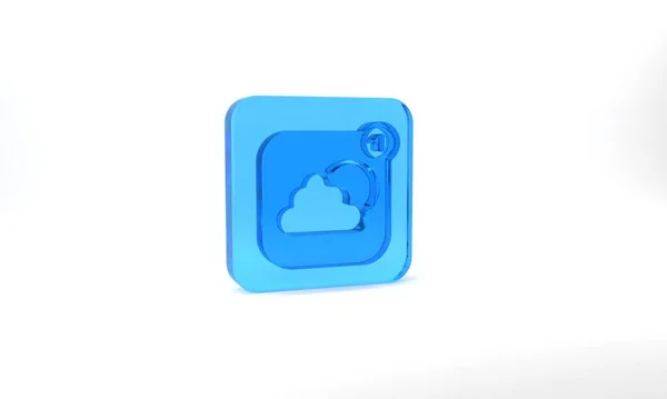 Blue Weather Forecast App Icon Isolated Grey Background Glass Square — Stock fotografie