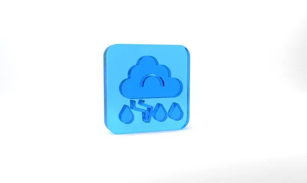 Blue Storm Icon Isolated Grey Background Cloud Lightning Sign Weather — Zdjęcie stockowe