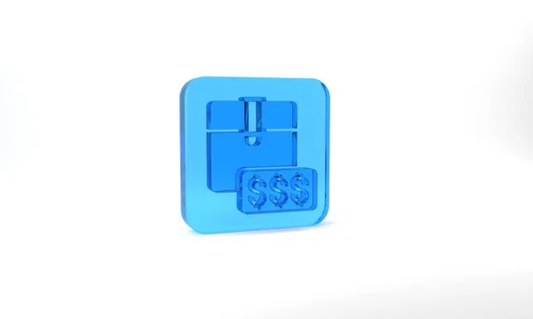 Blue Item Price Tag Dollar Icon Isolated Grey Background Badge — Stockfoto
