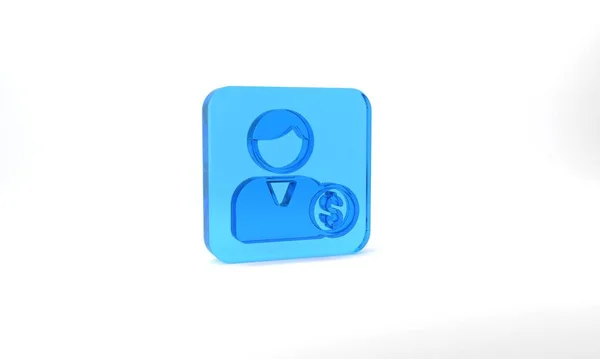 Blue Buyer Icon Isolated Grey Background Glass Square Button Illustration — Foto de Stock