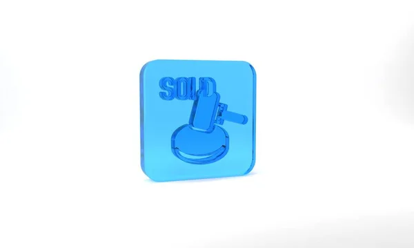 Blue Auction Hammer Icon Isolated Grey Background Gavel Hammer Judge — Stock Photo, Image