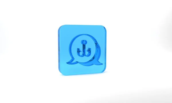 Blue Fishing Hook Icon Isolated Grey Background Fishing Tackle Glass — Stockfoto